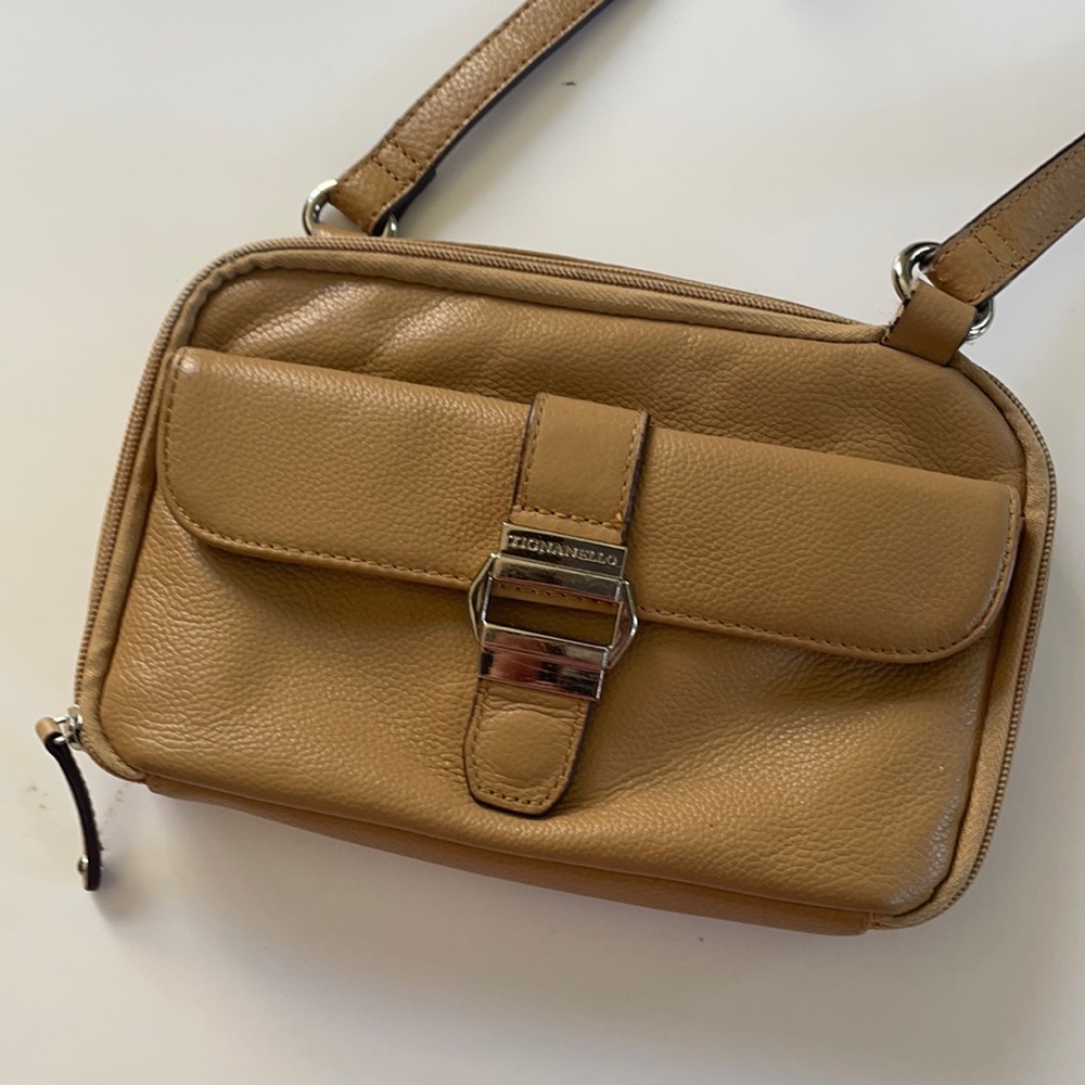 Tignanello tan leather adjustable crossbody bag - Picture 1 of 8